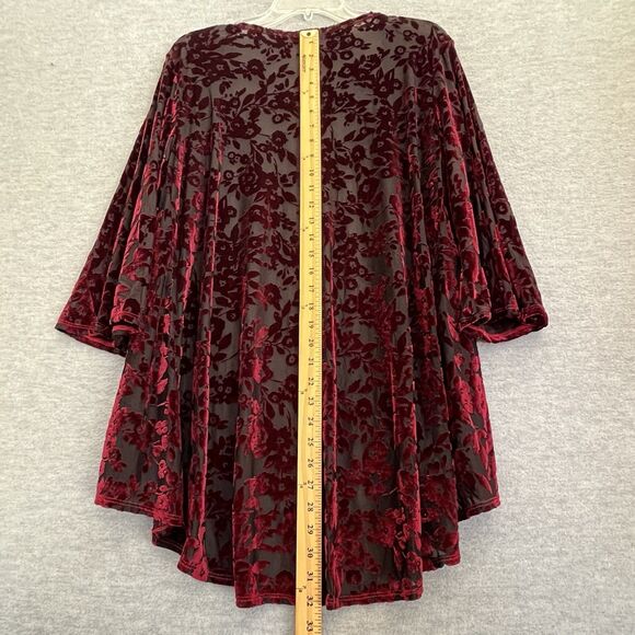 Espresso Sheer Floral Velvet Burnout Cardigan Size M Witchy Whimsigoth Vamp Goth - Picture 7 of 10